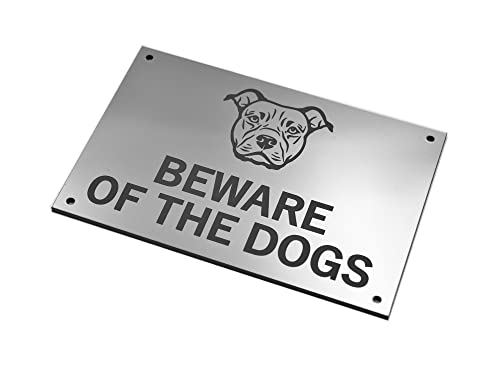 Beware of the Dogs Sign (Staffordshire Bull Terrier) - Easy to See Warning, Indoor/Outdoor Notice, Deterrent Sign (Silver) - Image 3