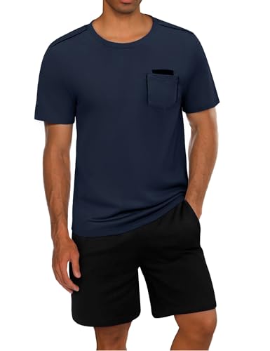 Uniexcosm Pigiama Uomo Cotone Maniche Cortepigiama da Uomo Girocollo con