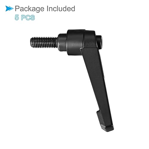 Image of Clamping Lever Handles, M8 x 16mm Male Thread, Adjustable Quick Release Locking Rotating Bolt Knobs Black - (Applications: for Lathe Machinery), 5-Pieces