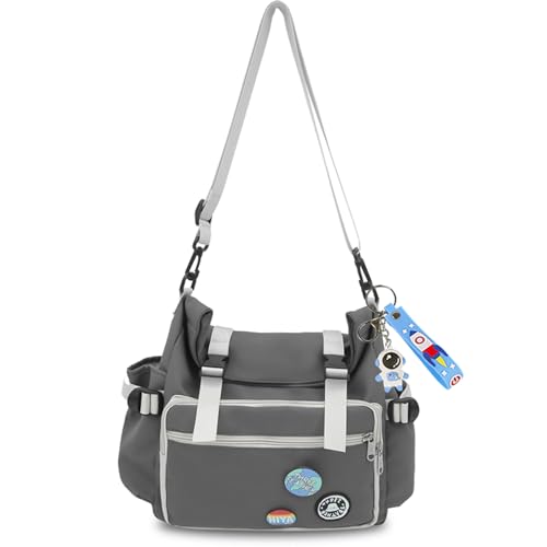 Teclado Fashion Crossbody Bag with Cute Accessories Casual Messenger Bag with Pendants Purse Travel Daypacks