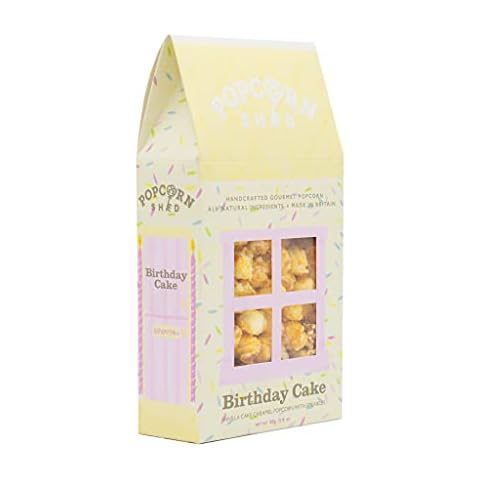 Birthday Cake Popcorn Shed, 1 x 80g Gift Box, Natural, Vegetarian Movie Night Snack Cover
