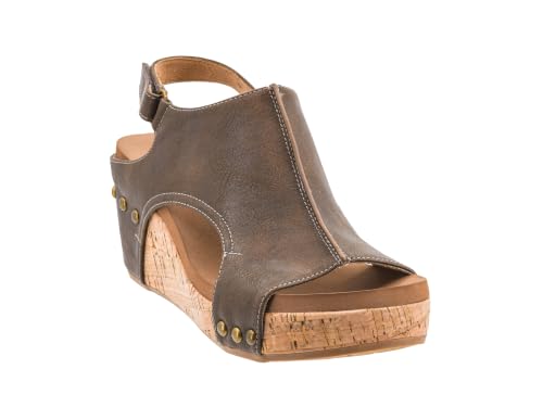 Image of Corkys Footwear Womens Carley Wedges, Featuring Corkys EVA Foam Cushioned Insoles, A 2.5 Inch Heel, Lightweight For All Day Wear, And Hook And Loop Closure