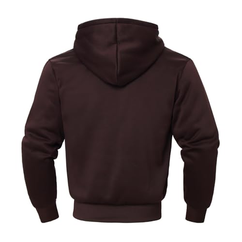 Image of LeeHanTon Sherpa Lined Hoodies for Men Heavyweight Full Zip Up Sweatshirt Thick Fleece Winter Warm Work Jackets Plus Size