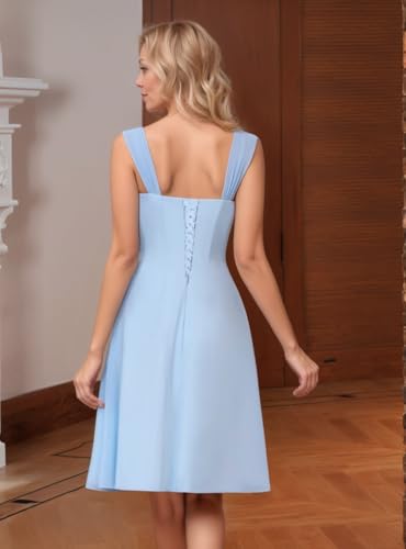 Square Neck Short Mother of The Bride Dresses with Jacket 2025 Chiffon 2 Piece Mother of The Groom Dress2