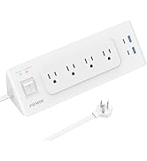 Flat Plug Power Strip Surge Protector, Electrical Outlet Extender with 4 Outlets 4 USB Ports, 120...
