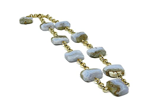 Collier calcédoine striée irrégulière bijou minéral pierres naturelles