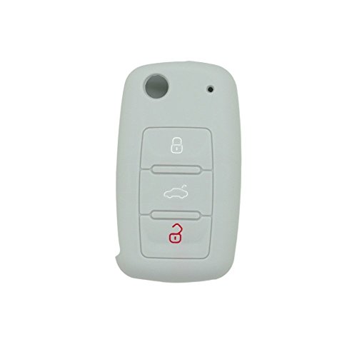 Happyit Silicone Car Key Cover Case for Volkswagen VW Polo Passat B5 Golf 4 5 6 Jetta Mk6 Tiguan Gol CrossFox Plus Eos Scirocco Beetle (White) - Image 3