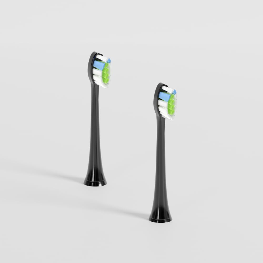 NEOPULSE®, Pack of 2 Black Nylon Soft Brush Head Refills for NEOSONIC® Sonic Electric Toothbrush, NEOKIDS® Compatible