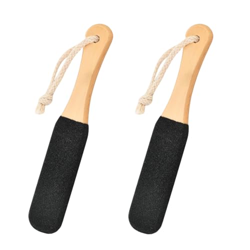 2 PCS Foot Scrubber Hard Skin, Pumice Stone Pedicure Rasp, &Foot File(Black) - Ergonomic Wooden Handle,Foot Pumice Stone for feet,Removing Hard Dead Skin, Calluses & Cracked Heels.
