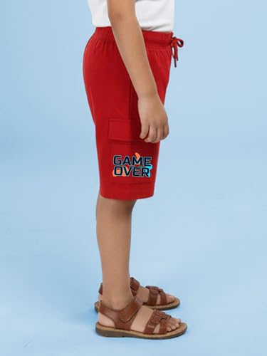 Image of KiddoPanti Boys 100% Cotton Knitted Above Knee Length Basic Cargo Shorts
