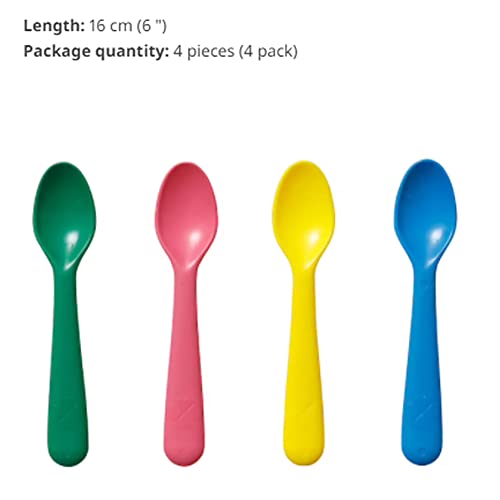 Image of IKEA Spoons for Kids, Small Children, BPA-Free & Unbreakable Set of 4 Spoons, Multicolor