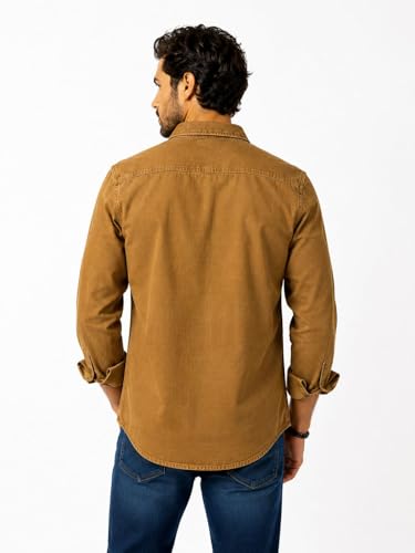 Image of Men's Slim Fit Western Denim Shirt with Dual Chest Pockets - Long Sleeve Button-Down Casual | Smart Casual Fashion Wear |Durable Tich snap Buttons.