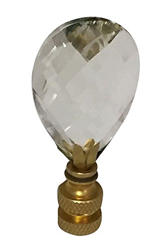 Image of Royal Designs, Inc CCF2006S-PB-1 Royal Designs Small Diamond Swiss Cut Clear K9 Crystal 2.25 inch Finial for Single Lamp Shade, Polished Brass Base