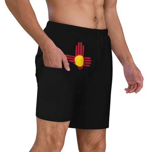 Mens Swim Trunks with Compression Liner Beach Board Shorts Quick Dry Swim Shorts -New Mexico State flag - Main Image