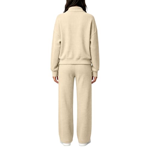 eoeioa Waffle Knit Lounge Set 2 Piece Women Casual Cute Fall Outfits 2026 - image 3