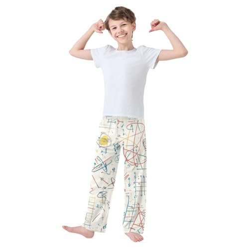 ZZXXB Math Calculations Boys Long Pants Soft Trousers Elastic Waist Kids Lounge Bottoms with Pockets S-XL3