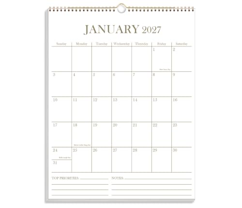 2027-2028 Wall Calendar - 18 Months Calendar from January 2027 - June 2028, Calendar 2027-2028 with Thick Paper, 8.5" x 11", Vertical Calendar, Golden