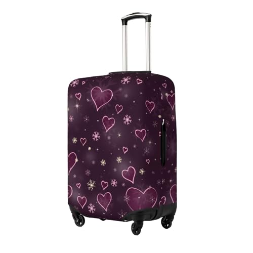 Snowflakes And Hearts Luggage Cover Protector Anti-Scratch Washable Fits 18-32 Inch Luggage-Medium2