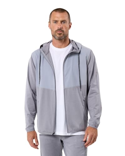 INTO THE AM Daybreak Performance - Chaqueta cortavientos ligera para hombre, S-4XL, sudadera con capucha para correr, senderismo, gimnasio, Sin marca, gris, X-Large