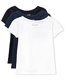 The Children's Place Baby Toddler Girls Short Sleeve Basic Layering T-Shirt, Black/Tidal/White 3...