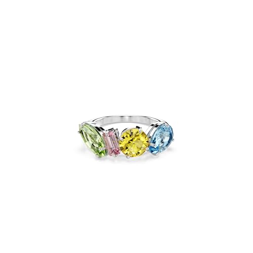 Swarovski Gema Ring, Mixed Cuts, Multicolored, Rhodium Finished; Size: Us 7; Eu 55