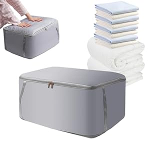 Ultra Space Saving Self Compression Organizer – 109L Compression Storage Bags for Beding, Compression Bags for Storage for Comforters and Blankets (Grey, XL, 52x42x50cm)