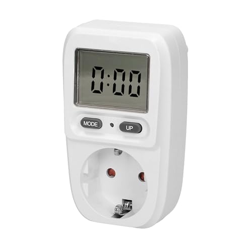 Energiekostenmessgerät mit LCD-Display – Stromzähler 3680W, Verbrauchszähler für Schuko-Steckdose Typ F, Energie-Messgerät für Haushalt & Büro, Weiß