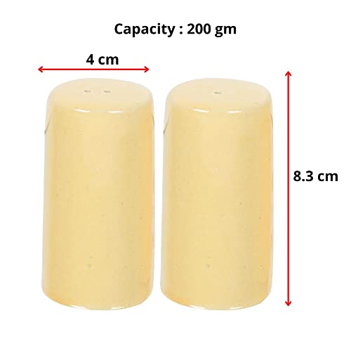 Image of QIMACPLUS Handcrafted Ceramic Salt and Pepper Shaker Set | Perfect Pour Holes for Kitchen, Dining Table, Picnic, Office, Restaurant, and Hotel | Set of 2 (Yellow)