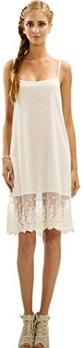 Melody Women's Full Lace Slip Extender Solid Knit Skirt Extender (IVORY, MEDIUM)