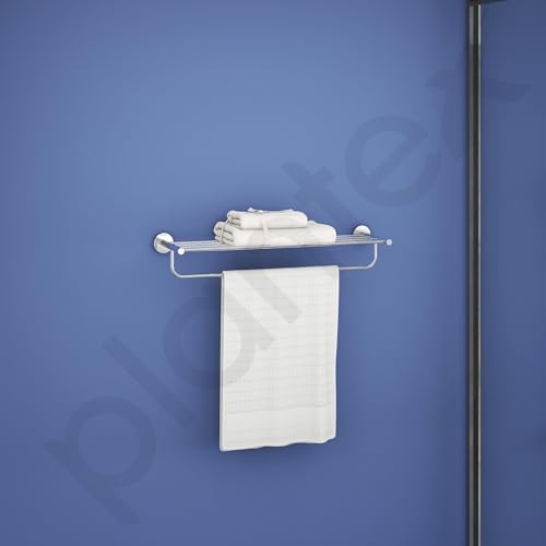 Image of Plantex 24 inch Towel Rack for Bathroom /Smero Pure Brass Towel Stand /Hanger /Holder /Towel Bar /Bathroom Accessories - Circle (Chrome)