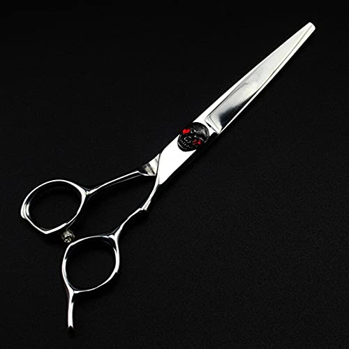 Ciseaux de Coiffure Professionnels Japonais en Acier 440c, 6 Pouces, Motif tête de Mort Rouge, Ciseaux de Coiffure à effiler (effilage)