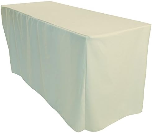 Event Decor Ivory 6 ft. Fitted Polyester Tablecloth Rectangular Trestle Exhibition Tablecloth Venue Occasion Venue Wedding
