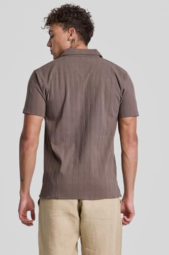 Image of SNITCH Brown Cuban Textured Shirts