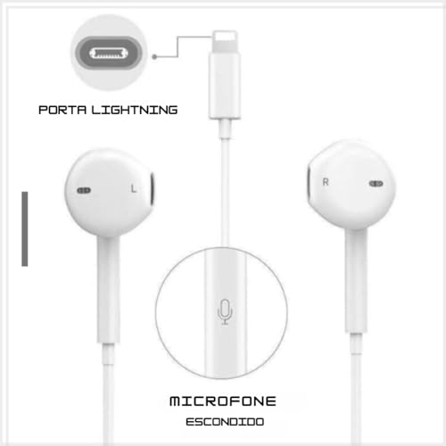 Fone De Ouvido com fio Compativel com entrada Lightning compativel com iPhone 7 8 Plus X 11 12 Pro 1
