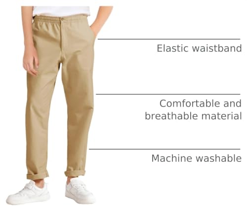 Image of Haloumoning Boys School Uniform Chino Pants Kids Twill Pants 5-14 Years