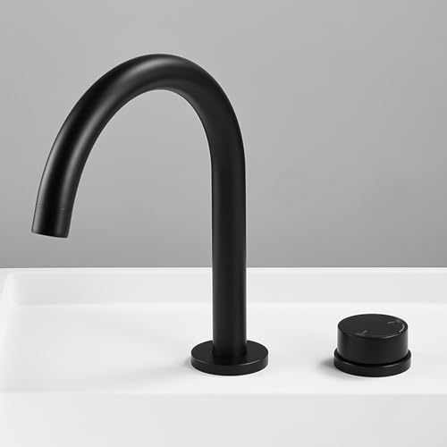 Mitigeur de lavabo 2 trous en laiton noir mat pour une salle de bain chic
