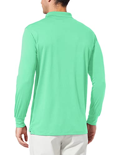 Baleaf Men's Polo Shirt Long Sleeve Golf Shirt Upf 50 Sun Protection Quick Dry For Tennis Lightweight Performance Shirt Light Green Size M #TOP5