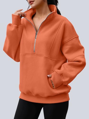 Image of AUTOMET Women's Quarter Zip Oversized Sweatshirt Fleece Mock Neck Pullover