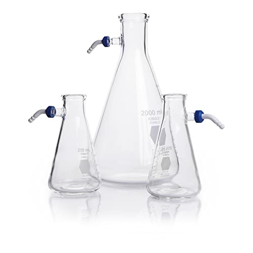 Kimble Heavy Wall Filtering Flask With Quick-Release Hose Barb Connector, 104mm Widest Diameter, 500mL Capacity (Case of 8)