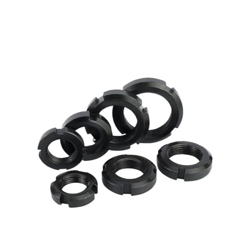 Black 4.8 Steel Round Slotted Nuts M10 M12 M14 M16 M18 M20 M22 M24 M30-M60 (10,M40 x 1.5)