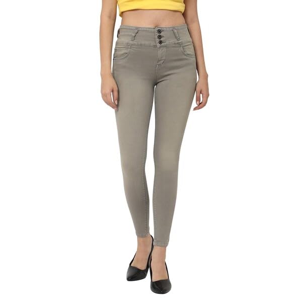 Image of TWGE - Women's High Waist Skinny Fit Jeans - 3 Button, Stretchable Denim Pants - Ankle Length - Stylish Casual Wear
