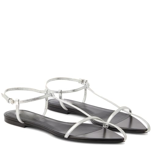 Flat Sandals for Women with Metal Buckle Ankle Strappy Ladies Fashion Slide Sandals Comfortable Summer Open Toe Women Sandals Dressy.