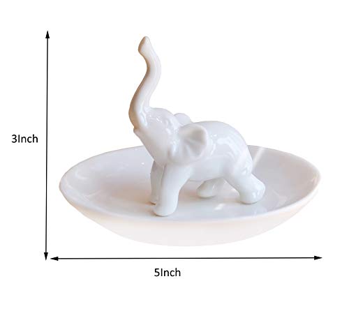 Image of PUDDING CABIN White Elephant Ring Holder Dish Ring Tray for Jewelry | Elephant Gifts for Women Christmas, Birthday, Mother's Day