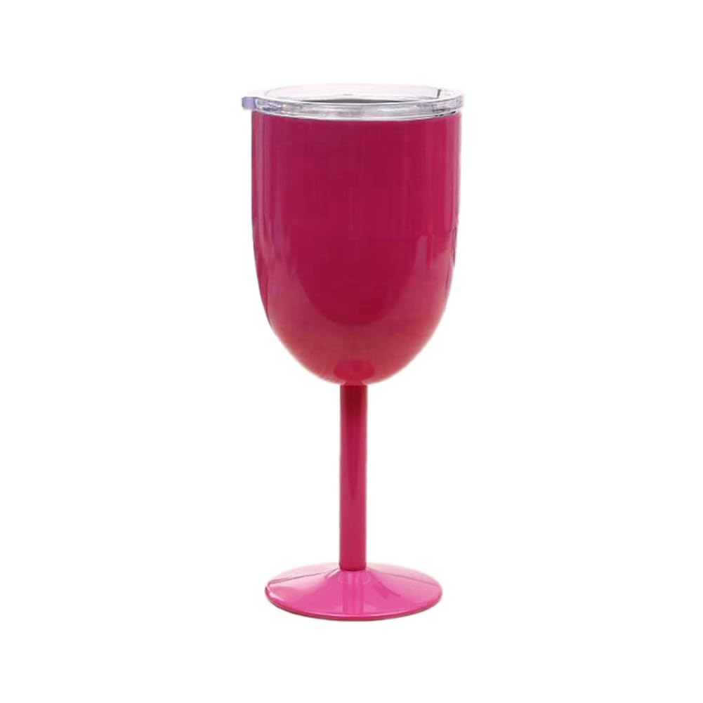 CTRLZS Wine Glass Stainless Steel Double Layer Goblet Color Large Capacity Tumbler Wine Cup Rose Red