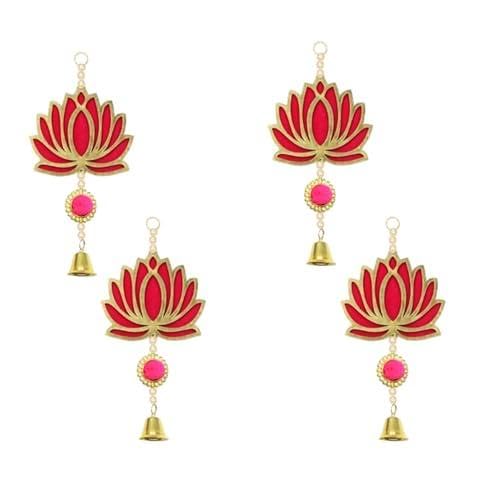 Image of Prapti Handicrafts Handmade Traditional Lotus Wall and Door Hanging for Home | Diwali Decor | Wedding and All Festival Decoration | Decorative Pooja Temple Room Pack of 4 (Style 15)