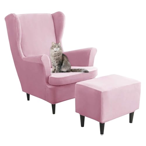 Fundas de Terciopelo para Sillón Orejero Otomana y Taburete Rectangular con Almacén