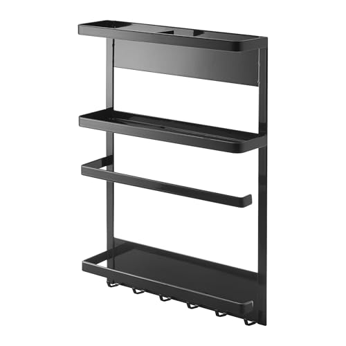 Yamazaki 2745 Tower Estante Lateral magnético para refrigerador, Negro, Acero, Minimalista, 24.5 x 6.5 x 34 cm
