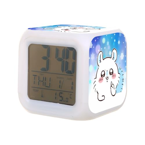 目覚まし時計 ちいいかわいい モモンガ 可愛い 置き時計 電波時計 デジタル 画面が明る 多機能デジタル時計 時刻 日付 温度表示 コンパクト 7.8cm 大数字 見やすい