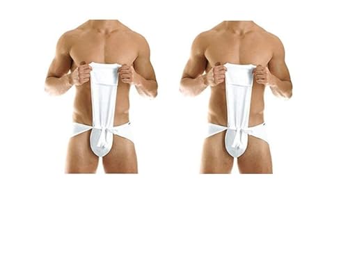 2 pc Indian Traditional Underwear Langot Lankot Loincloth Supporter Cotton White Color, White, 2