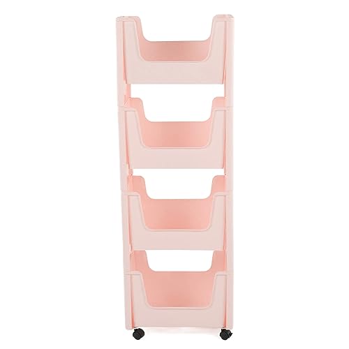 Lquminesque Chariot de Rangement à Grande capacité, étagère de Rangement roulante avec roulettes verrouillables, Organisateur Mobile Extra-Haut pour Livres, Jouets et Bouteilles (Rose)